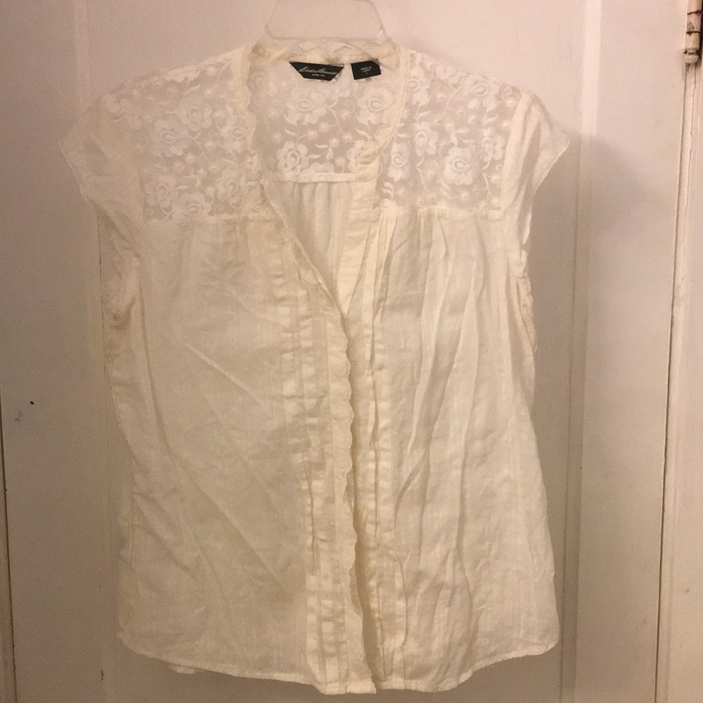 Eddie Bauer sleeveless top. Off white. L. GUC